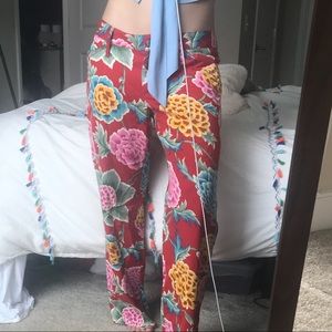 Dolce & Gabbana red floral jeans